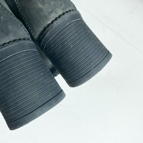 Vintage New Age  Nubuck Suede Black Chunky Square Moto Boots 10 - Picture 9 of 10